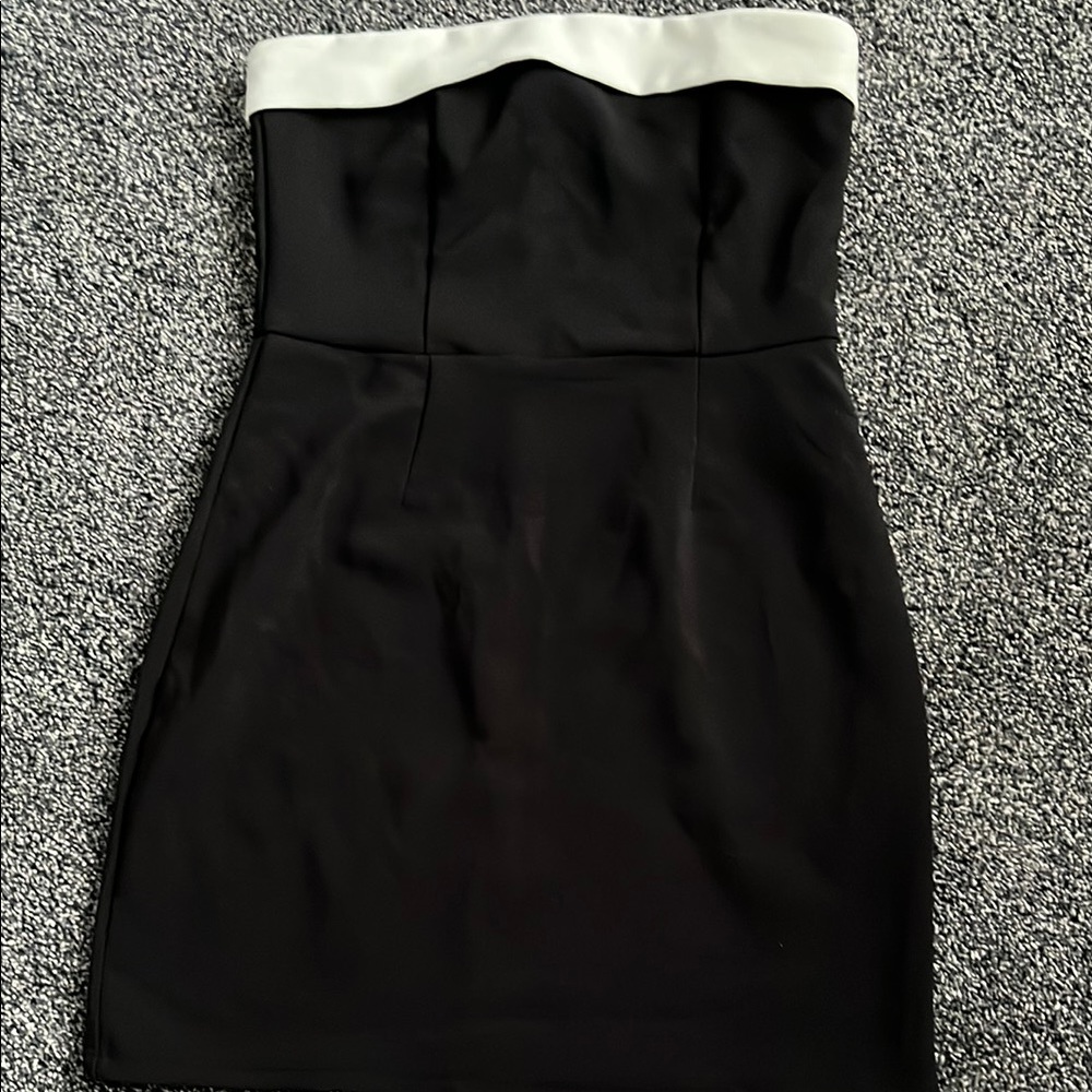 Black and White Strapless Dress
